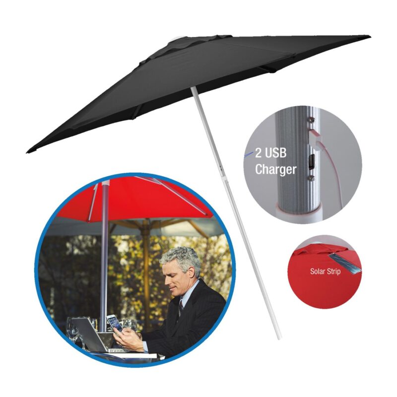 Custom 7' Solar USB Market Umbrella