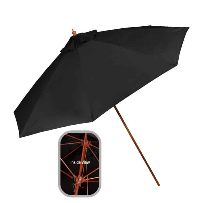 Custom 9' Wooden Polyester Market Umbrella - 2
