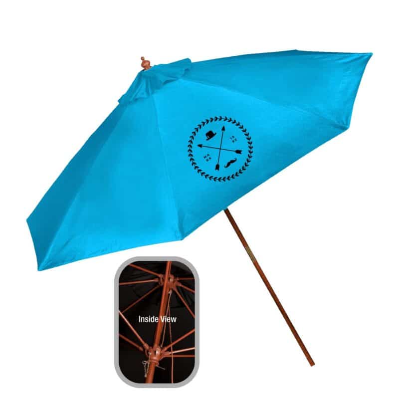 Custom 9' Wooden Polyester Market Umbrella - 5