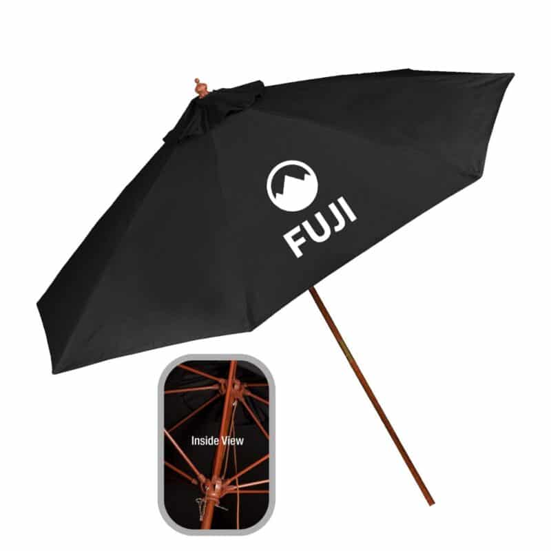 Custom 9' Wooden Polyester Market Umbrella - 7