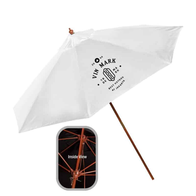 Custom 9' Wooden Polyester Market Umbrella - 8